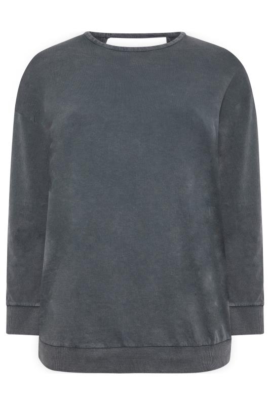 YOURS Plus Size Grey Acid Washed Sweatshirt | Yours Clothing 5