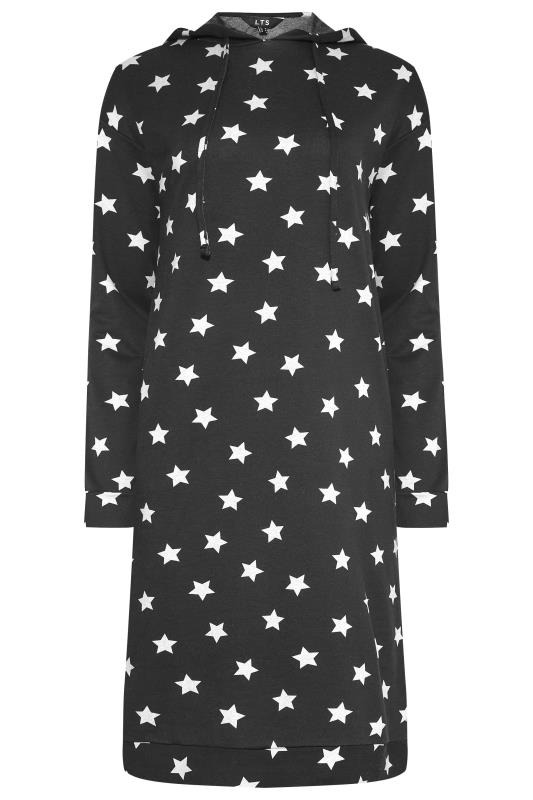 LTS Tall Black Star Print Hoodie Dress 6
