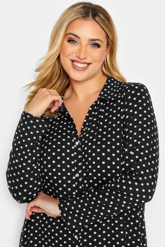Plus Size Black Polka Dot Long Sleeve Shirt | Yours Clothing 4