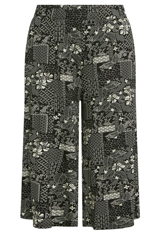 YOURS Curve Black Leaf Print Midaxi Culottes | Yours Clothing 5