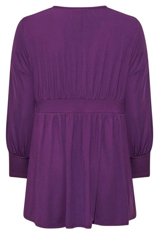 LIMITED COLLECTION Plus Size Dark Purple Long Sleeve Corset Top | Yours Clothing 7