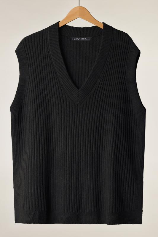 EVANS Curve Black Knitted Vest Top | Evans 7