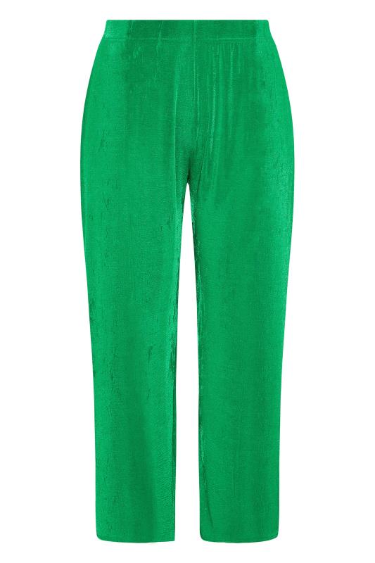 Plus Size Bright Green Slinky Wide Leg Trousers | Yours Clothing  5