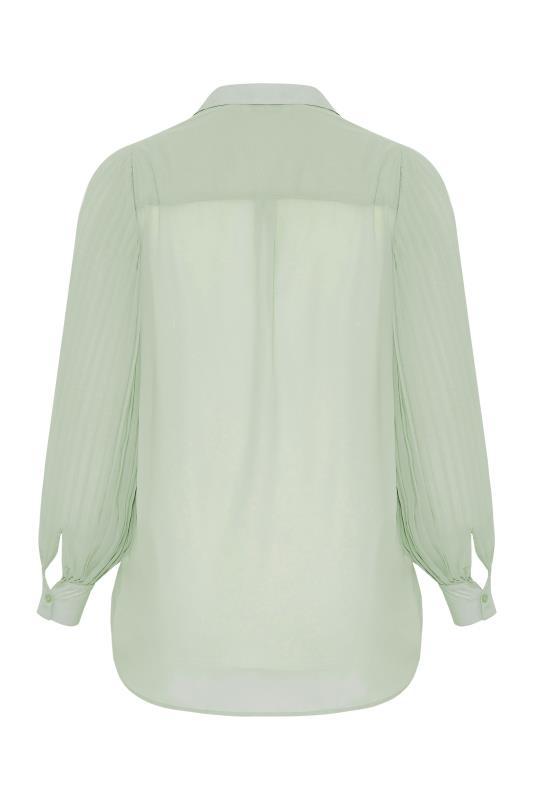 YOURS LONDON Plus Size Sage Green Pleated Sleeve Chiffon Shirt | Yours Clothing 7