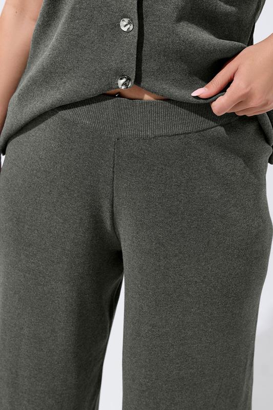 LIMITED COLLECTION Plus Size Grey Knitted Trousers | Yours Clothing 5