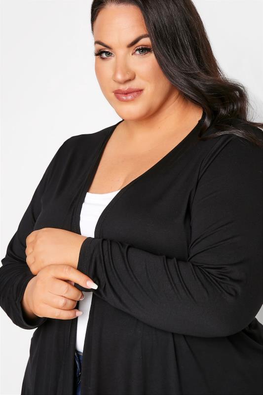 YOURS Plus Size Black Edge To Edge Waterfall Jersey Cardigan | Yours Clothing 6