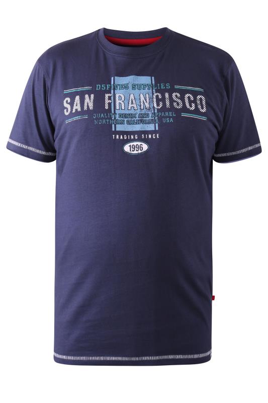 D555 Big & Tall Navy Blue San Francisco Printed T-Shirt 2