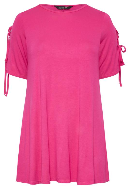 LIMITED COLLECTION Plus Size Pink Tie Sleeve Top | Yours Clothing 6