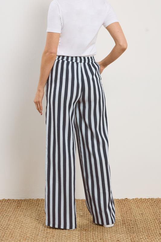 LTS Tall Women's Blue Stripe Textured Wide Leg Trousers | Long Tall Sally  4