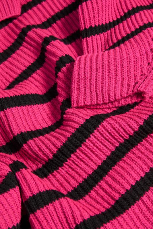 YOURS LUXURY Plus Size Hot Pink Stripe High Neck Jumper | Yours Clothing 10