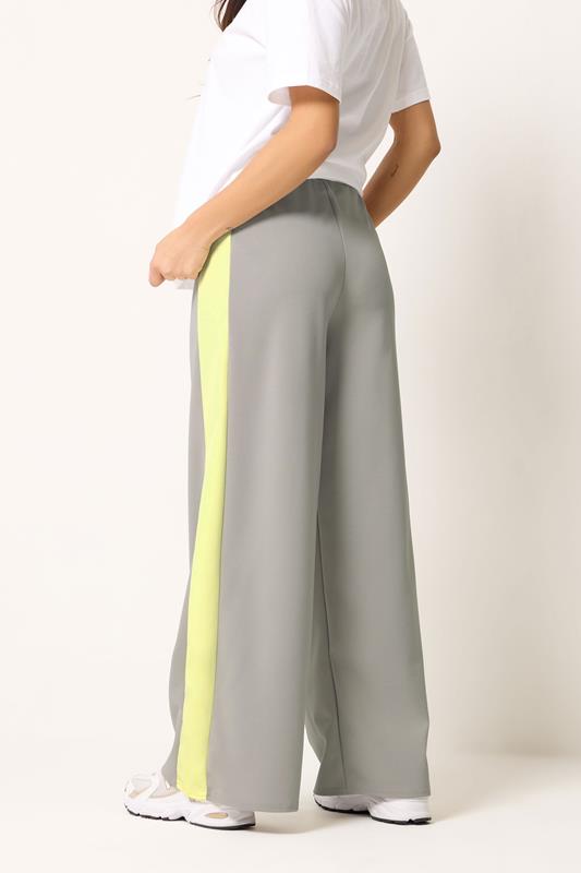 PixieGirl Petite Women's Grey Side Stripe Scuba Wide Leg Trousers | PixieGirl 2