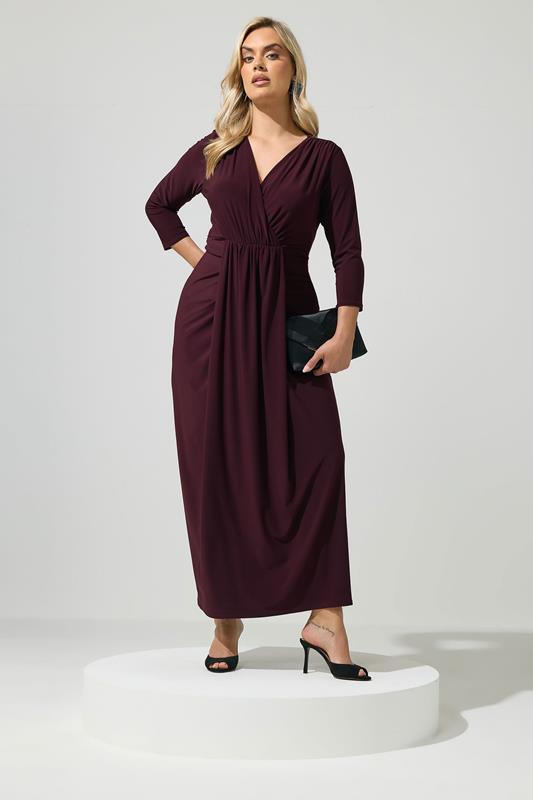 YOURS LONDON Plus Size Purple Maxi Drape Dress | Yours Clothing 1
