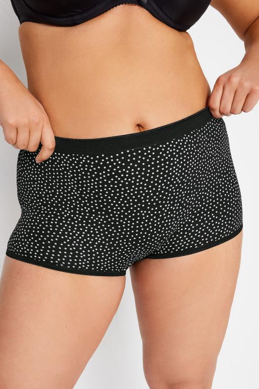 YOURS 4 PACK Plus Size Black Spot Print Cotton Stretch Shorts | Yours Clothing 2