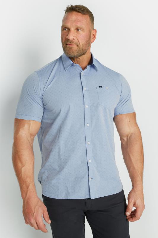 Plus Size  RAGING BULL Big & Tall Blue Dobby Print Shirt