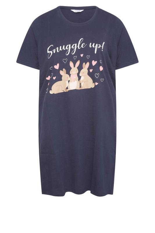 Navy Bunny 'Snuggle up' Slogan Nightdress_F.jpg