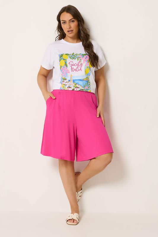 YOURS Plus Size Pink Pocket Shorts | Yours Clothing 1
