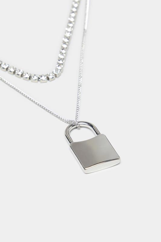 3 PACK Silver Padlock Charm Necklace | Yours Clothing 3
