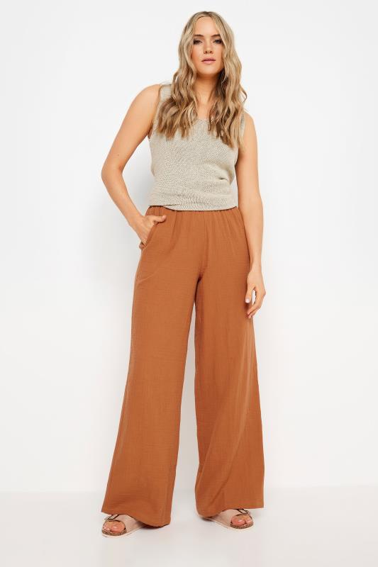  LTS Tall Rust Orange Cheesecloth Wide Leg Trousers