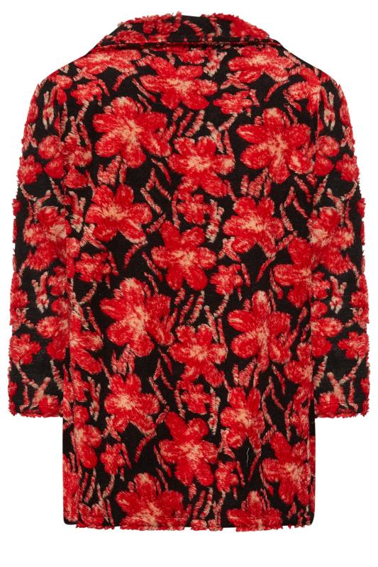 YOURS LUXURY Plus Size Red Floral Print Fleece Jacket | Yours Clothing 7