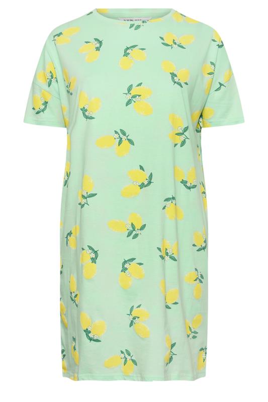 YOURS Plus Size Green Lemon Print Sleep Tee Nightdress | Yours Clothing 6