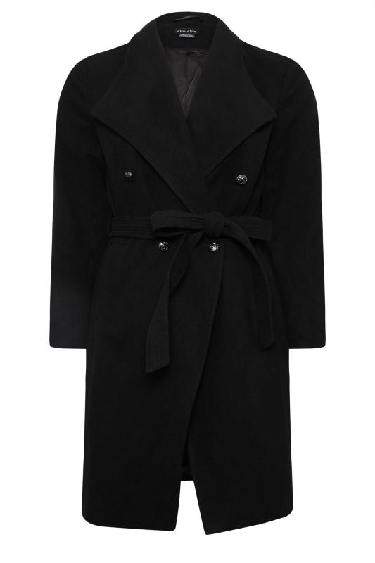 City Chic Black Formal Belted Coat 1