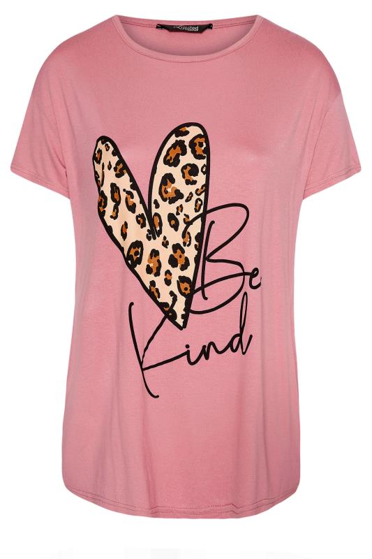 LIMITED COLLECTION Pink 'Be Kind' Leopard Print T-Shirt_F.jpg