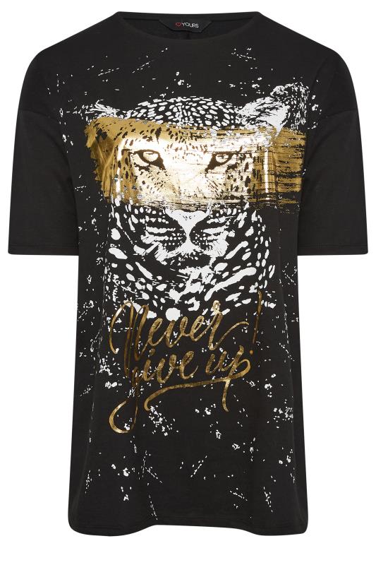 YOURS Plus Size Curve Black Foil Leopard Graphic T-Shirt | Yours Clothing  6