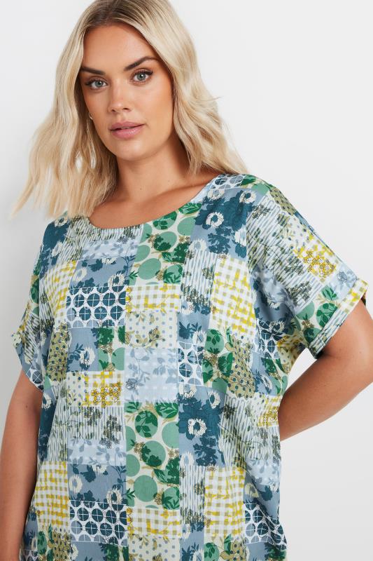 YOURS Plus Size Green Tile Print Tunic Dress | Yours Clothing 4