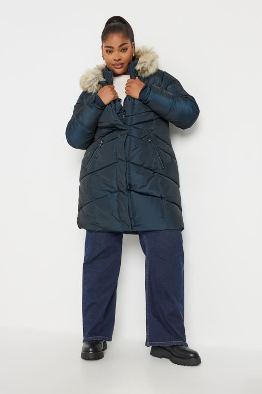 Blue plus size coat best sale