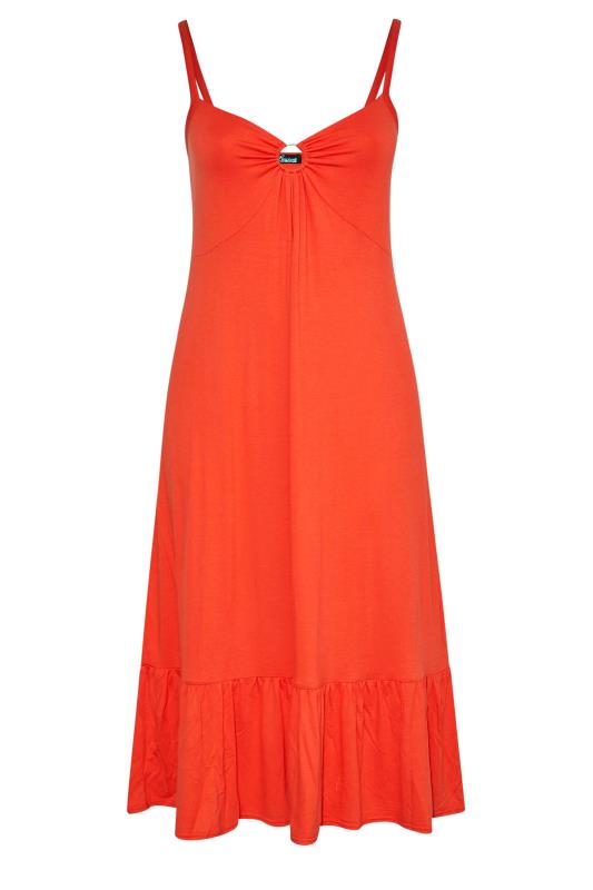 LIMITED COLLECTION Curve Bright Orange Ring Detail Midaxi Dress 6
