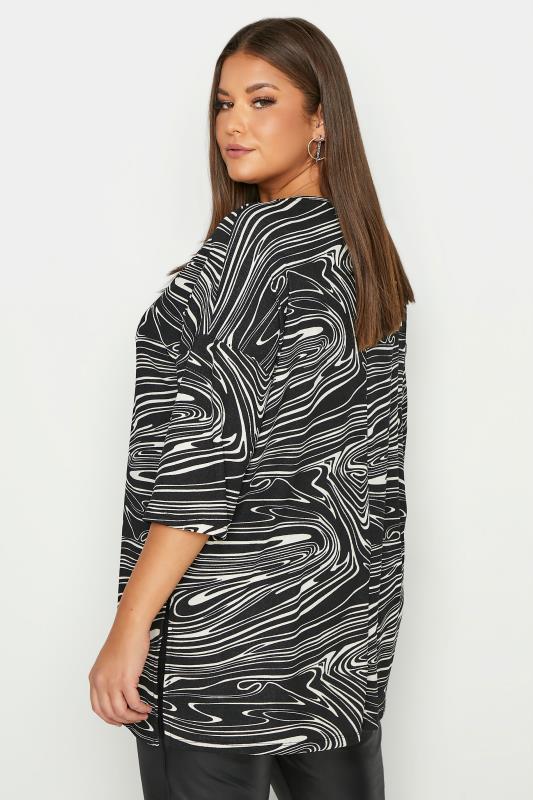 Plus Size Black Marble Print Top | Yours Clothing  3