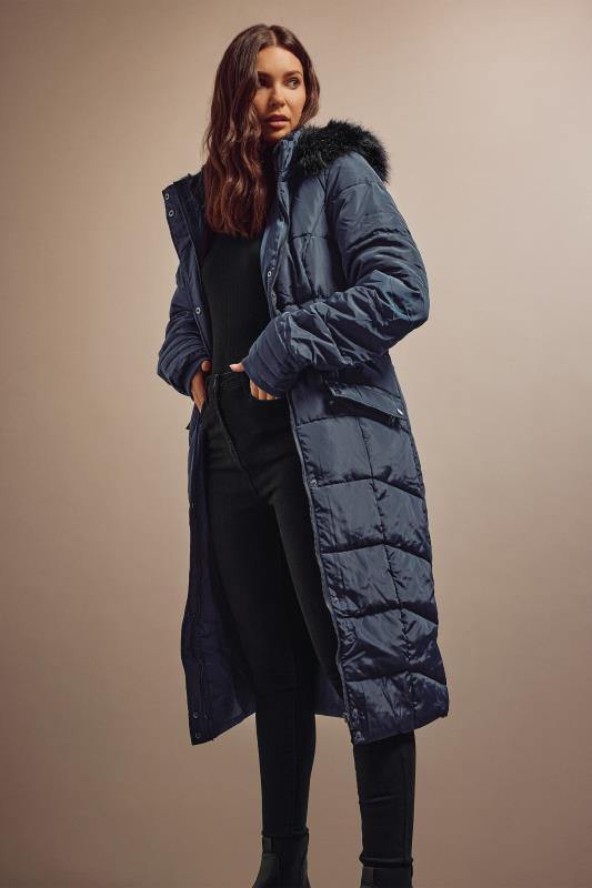  Grande Taille LTS Tall Navy Blue Midi Padded Coat