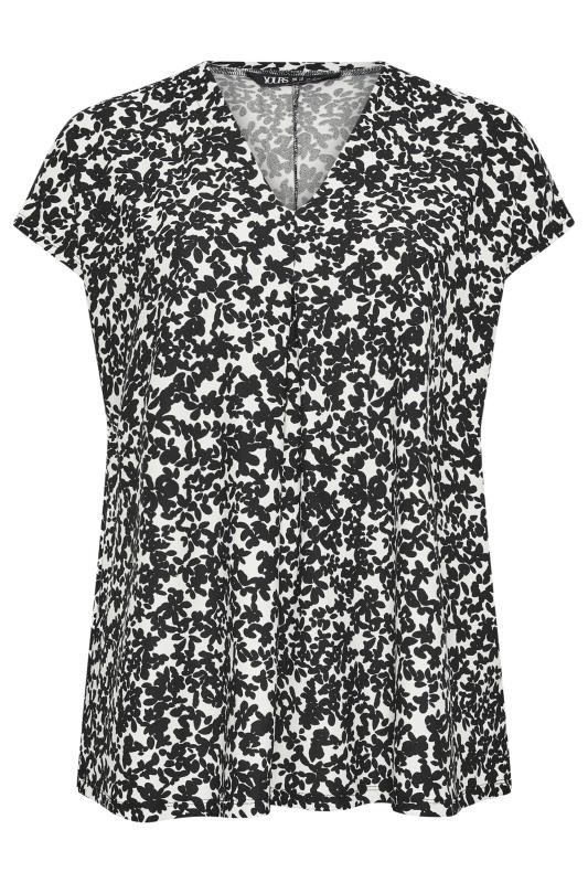 YOURS Plus Size Black Ditsy Floral Pleat Front Blouse | Yours Clothing 5