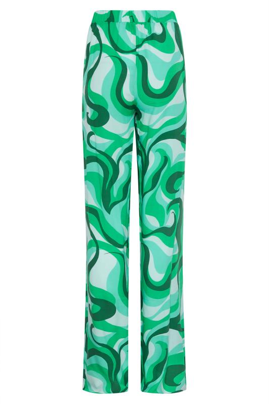 LTS Tall Women's Bright Green Swirl Print Wide Leg Trousers | Long Tall Sally 6