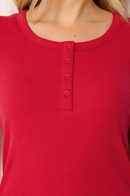 LTS Tall Red Ribbed Cotton T-Shirt | Long Tall Sally 4