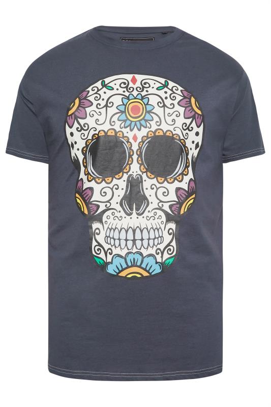 KAM Big & Tall Navy Blue Skull Printed T-Shirt | BadRhino  3