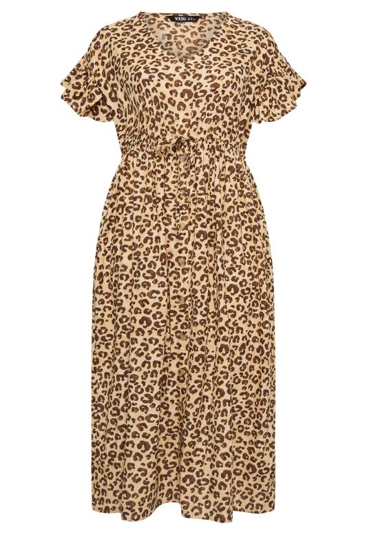 YOURS Plus Size Brown Leopard Print Linen Maxi Dress | Yours Clothing 6