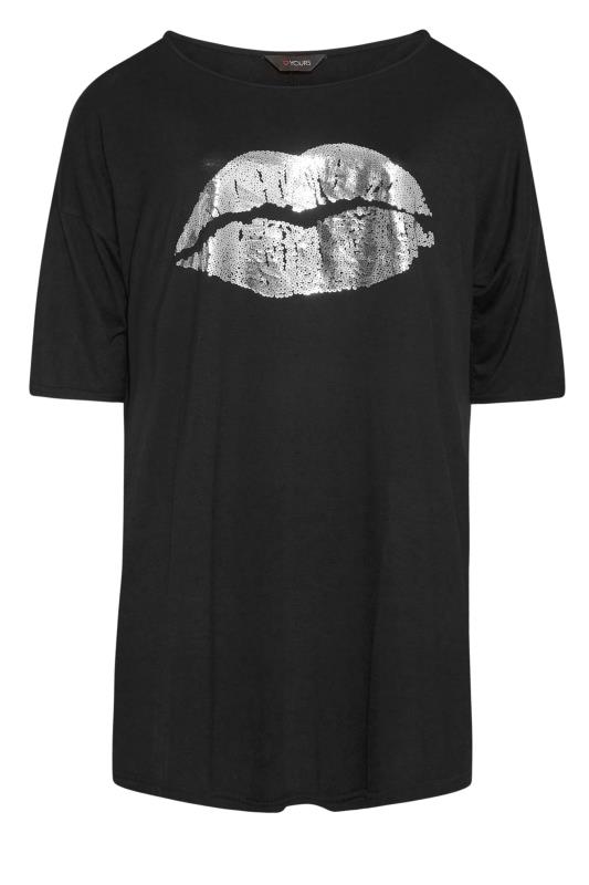 Black Oversized Foil Lips T-Shirt_F.jpg