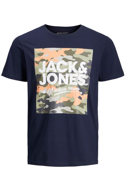 JACK & JONES Big & Tall Navy Blue Pete Camo T-Shirt 2