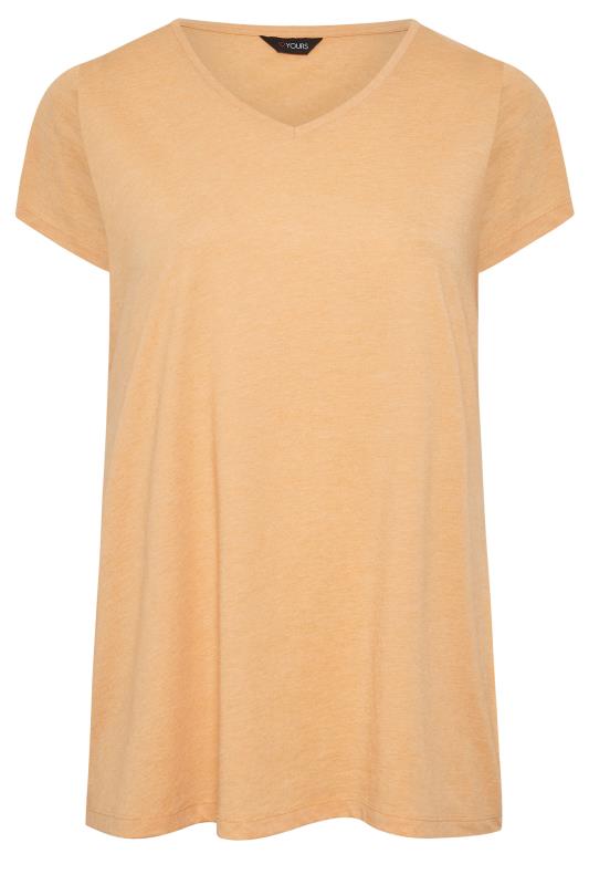 YOURS Plus Size Curve Orange Marl Essential V-Neck T-Shirt | Yours Clothing  5