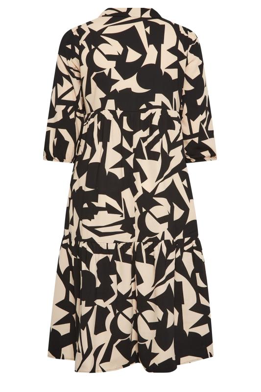 YOURS Curve Black Abstract Print Midi Shirt Dress | Yours Clothing 8