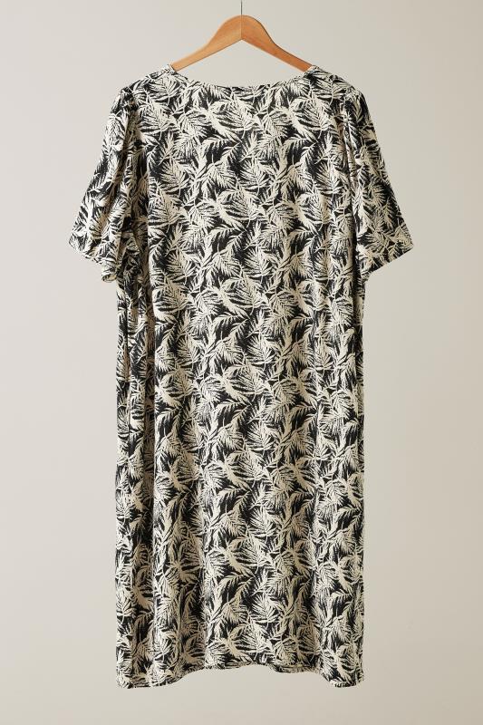 EVANS Plus Size Black Tropical Print Linen Dress | Evans 6
