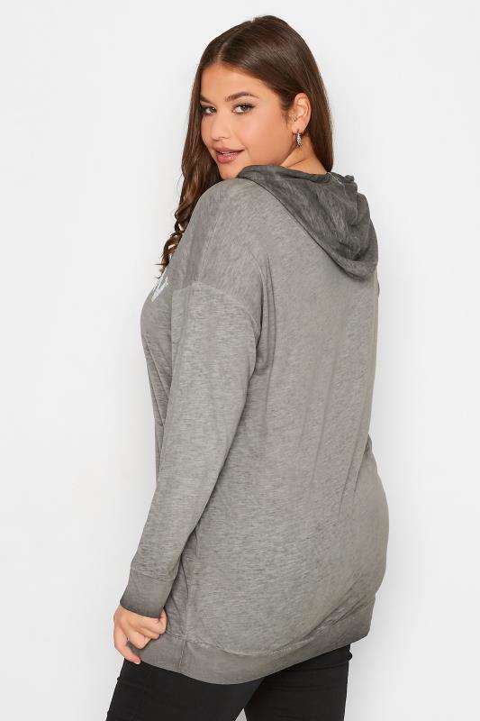 Plus Size Grey 'Brooklyn' Logo Hoodie Top | Yours Clothing 3