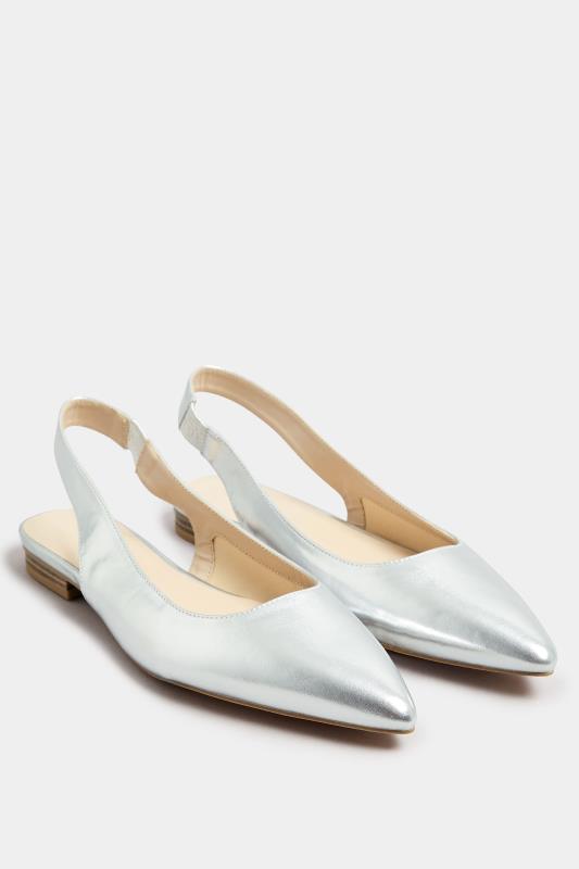 LTS Silver Slingback Point Pumps In Standard Fit | Long Tall Sally 2