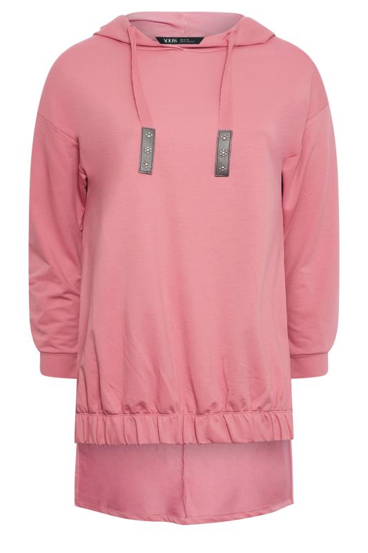 YOURS Plus Size Pink Embellished Tie Hoodie | Yours Clothing 5
