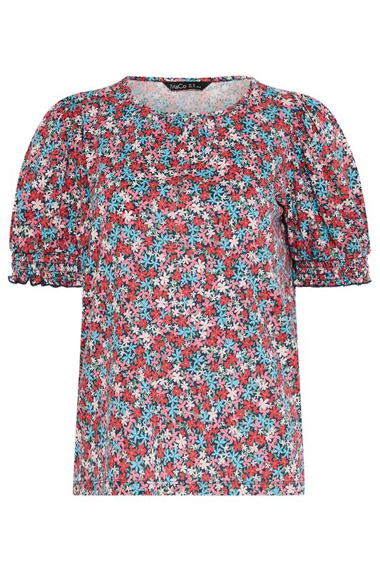 M&Co Blue Ditsy Floral Puff Sleeve Top | M&Co 5