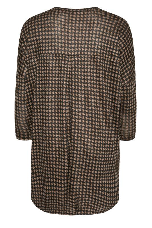 Plus Size Black & Brown Dogtooth Check Dip Back Knitted Jumper | Yours Clothing 6