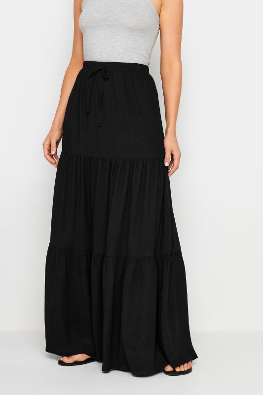 LTS Tall Women's Black Tiered Crinkle Maxi Skirt | Long Tall Sally 3
