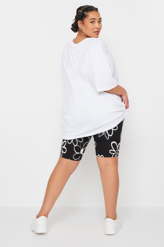 YOURS Plus Size 2 PACK Black Floral Print Cycling Shorts | Yours Clothing 4
