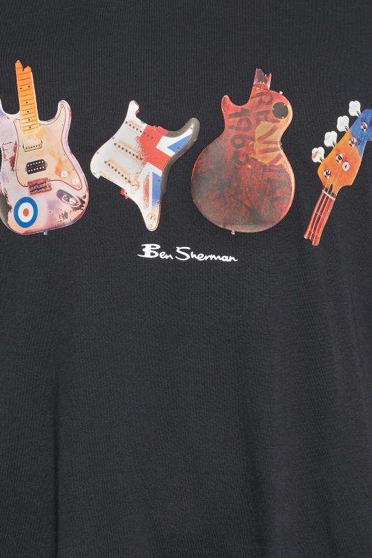 BEN SHERMAN Big & Tall Black Smashed Guitar Print T-Shirt | BadRhino 4